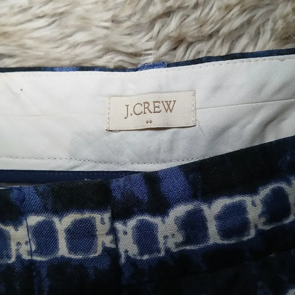 J.Crew Women’s Linen Cotton Shorts Blue White Tie‎ Dye Print Size 12